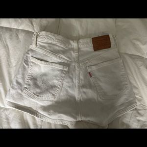 white Levi denim shorts